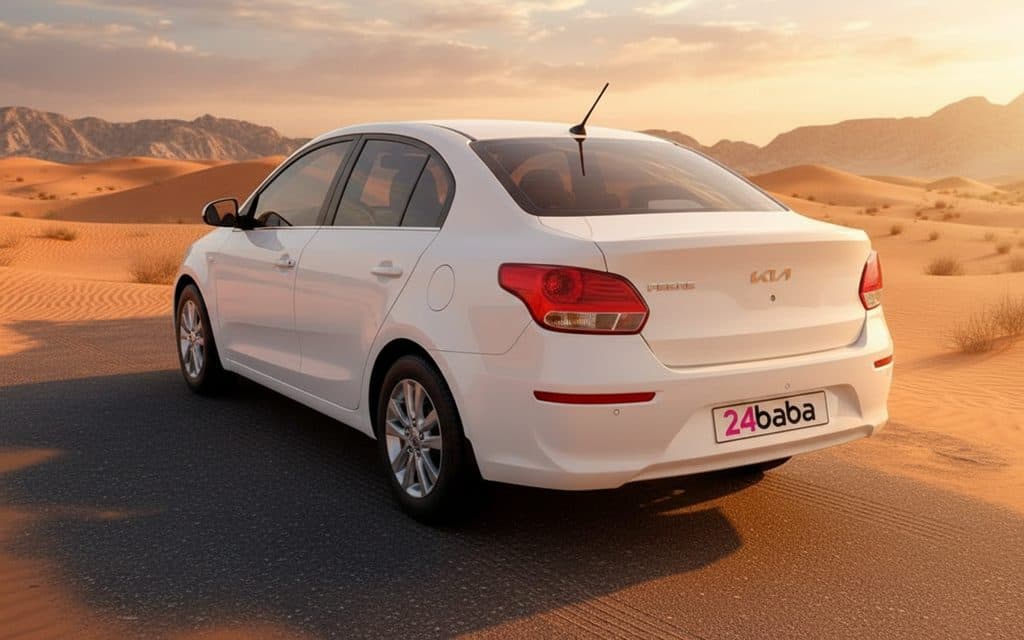 Kia Pegas 2023 White rear view showing taillights