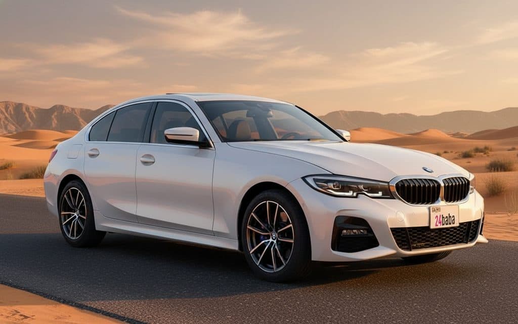 Bmw 330 2020 White front view with headlights