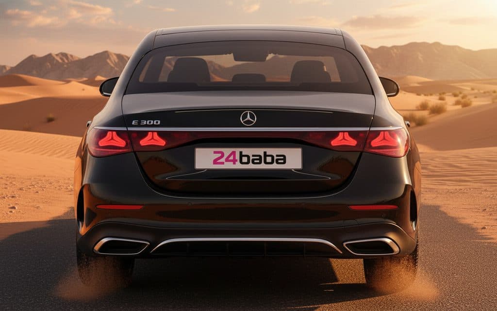 Mercedes E300 2024 Black rear view showing taillights
