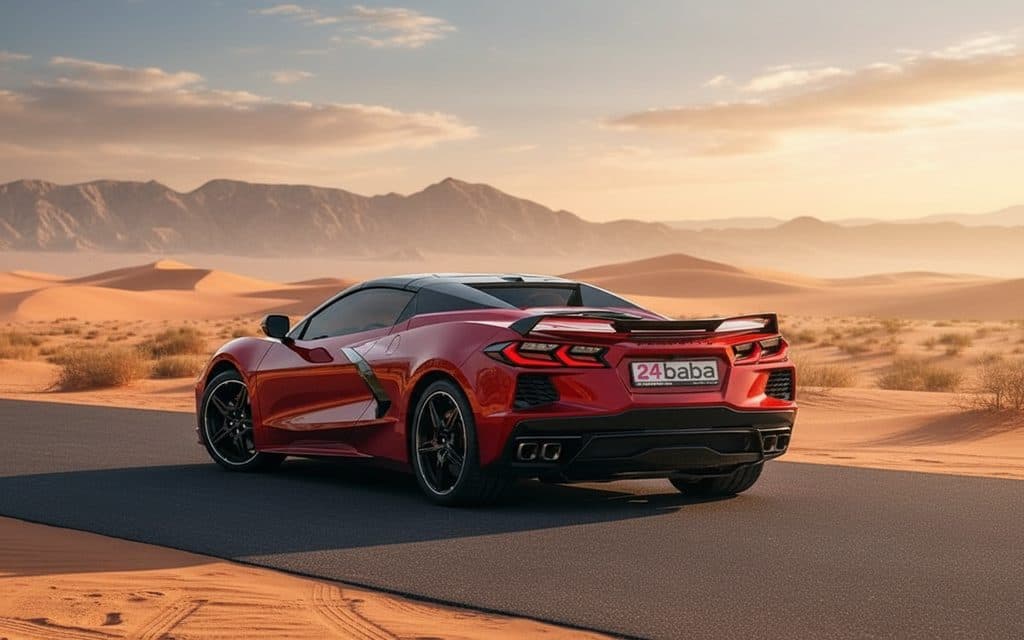 Chevrolet Corvette 2022 Red rear view showing taillights