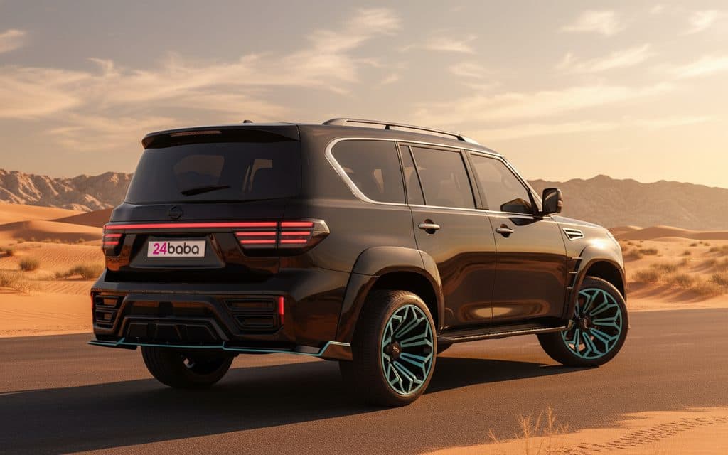 Nissan Patrol 2020 Black rear view showing taillights