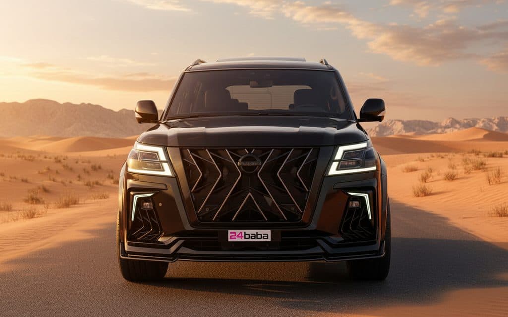 Nissan Patrol 2020 Black front view with headlights