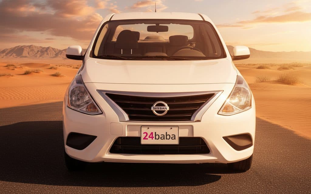 Nissan Sunny 2022 White front view with headlights