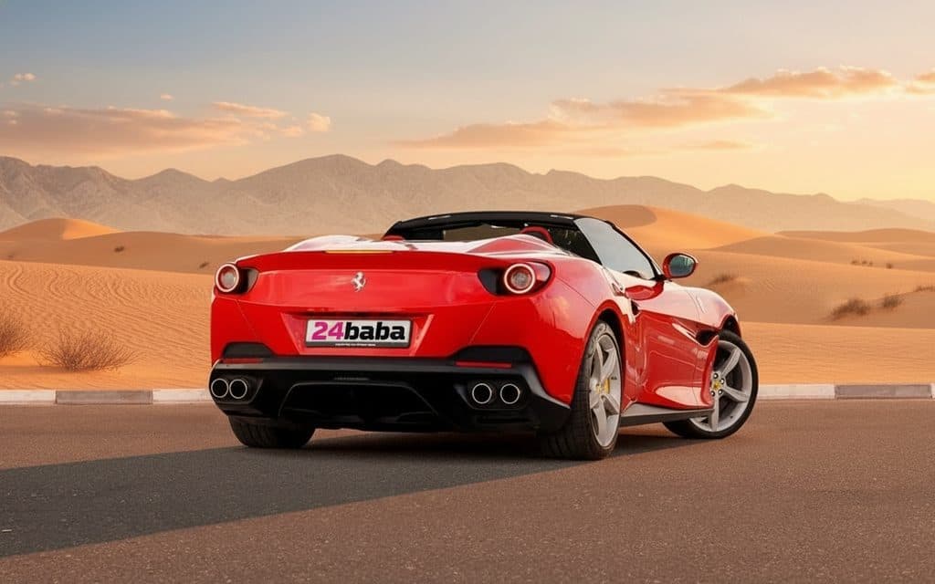 Ferrari Portofino 2020 Red rear view showing taillights – rental in Dubai