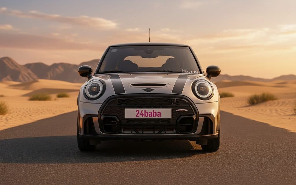 Mini Cooper 2023 Silver front view with headlights