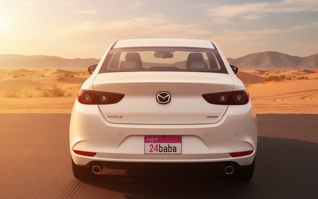 Mazda 3 2025 White rear view showing taillights