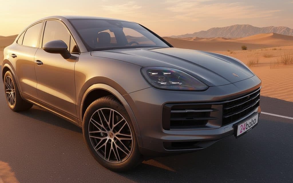 Porsche Cayenne 2025 Grey front view with headlights