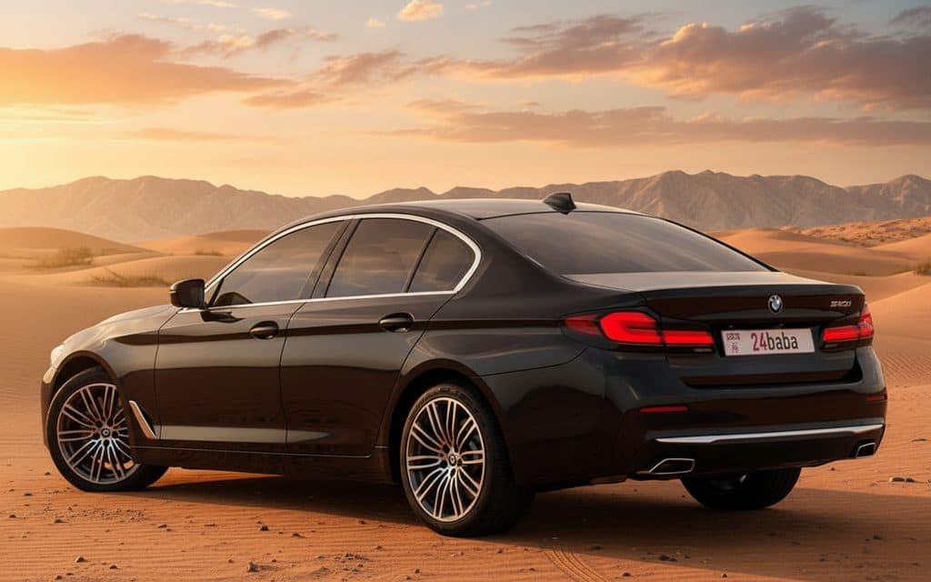 Bmw 520 2023 Black rear view showing taillights