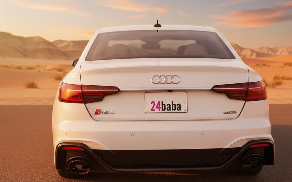 Audi A4 2023 White rear view showing taillights