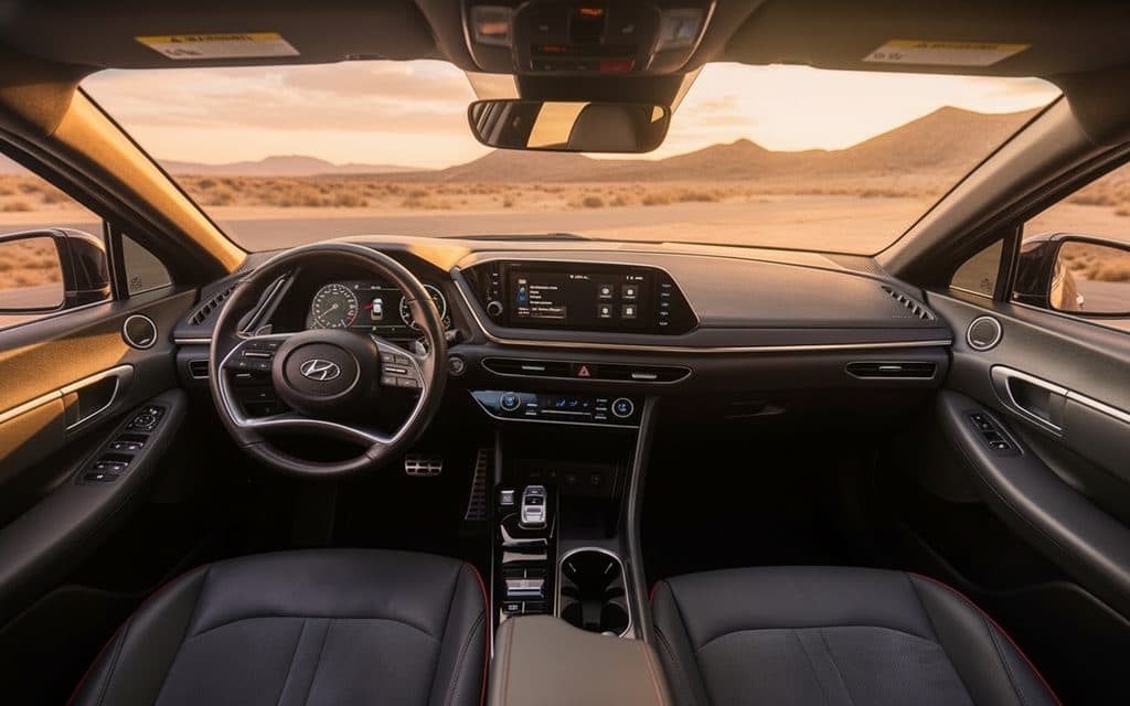 Hyundai Sonata 2022 interior view showing trim – rental in Dubai