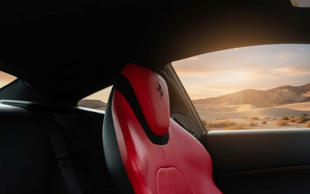 Ferrari Roma 2021 leather seats and cabin – rental in Dubai