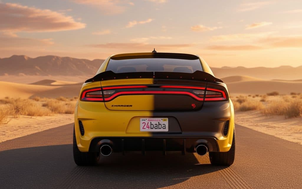Dodge Charger 2021 Yellow rear view showing taillights