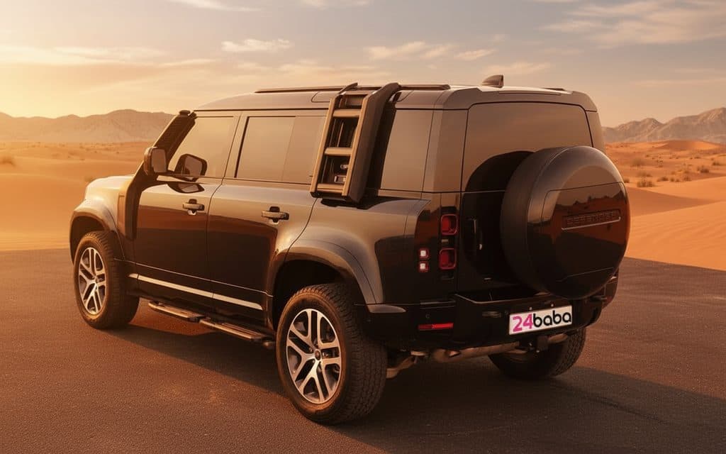 LandRover Defender 2024 Black rear view showing taillight