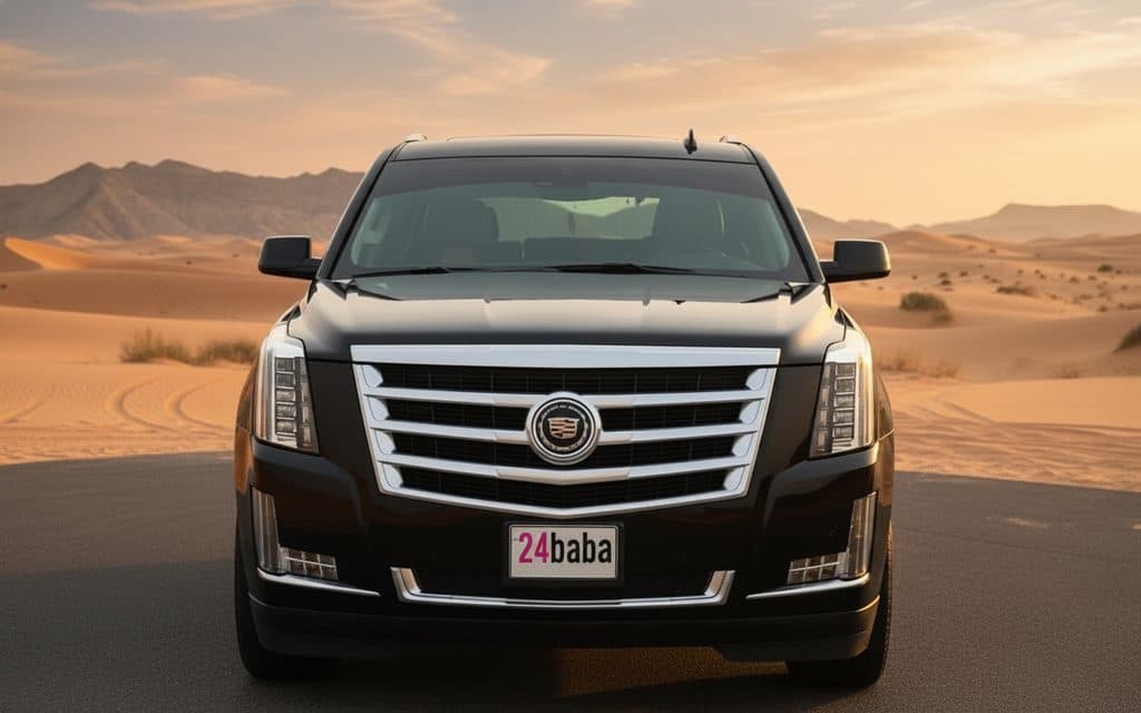Cadillac Escalade 2025 Black front view with headlights