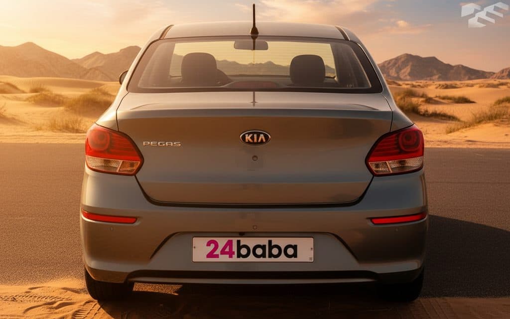 Kia Pegas 2021 Grey rear view showing taillights