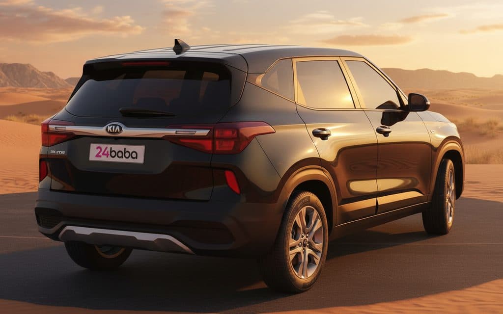 Kia Seltos 2021 Black rear view showing taillights