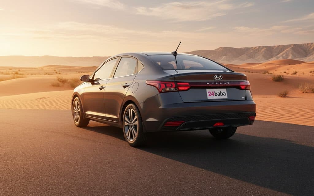 Hyundai Accent 2024 Dark Gray rear view showing taillights