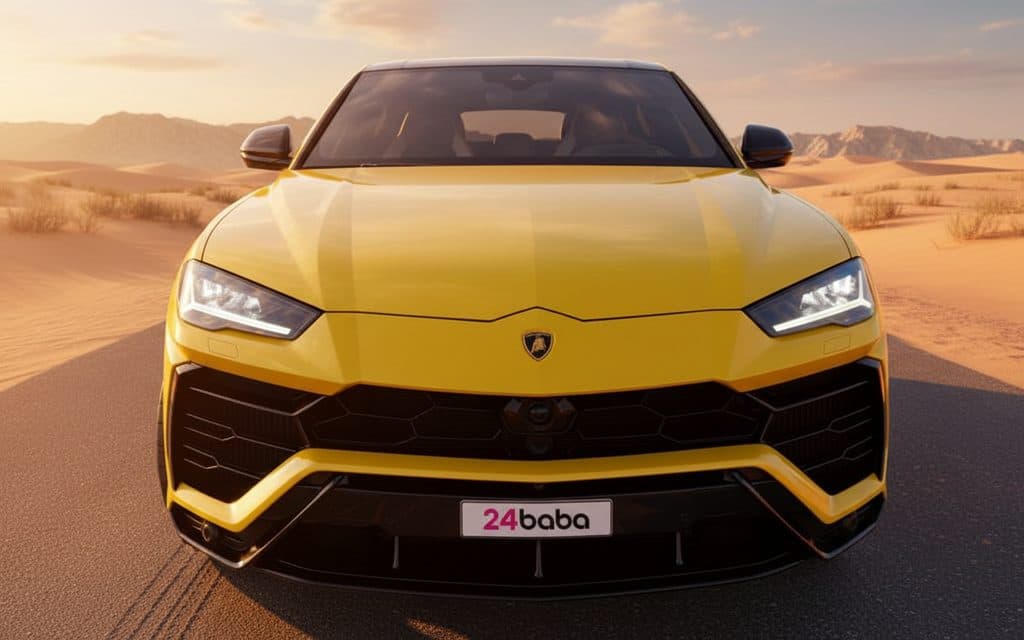 Lamborghini Urus 2022 front view with headlights