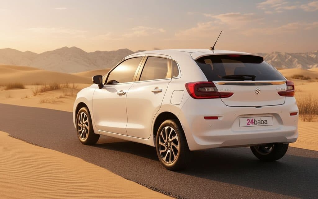 Suzuki Baleno 2023 White rear view showing taillights