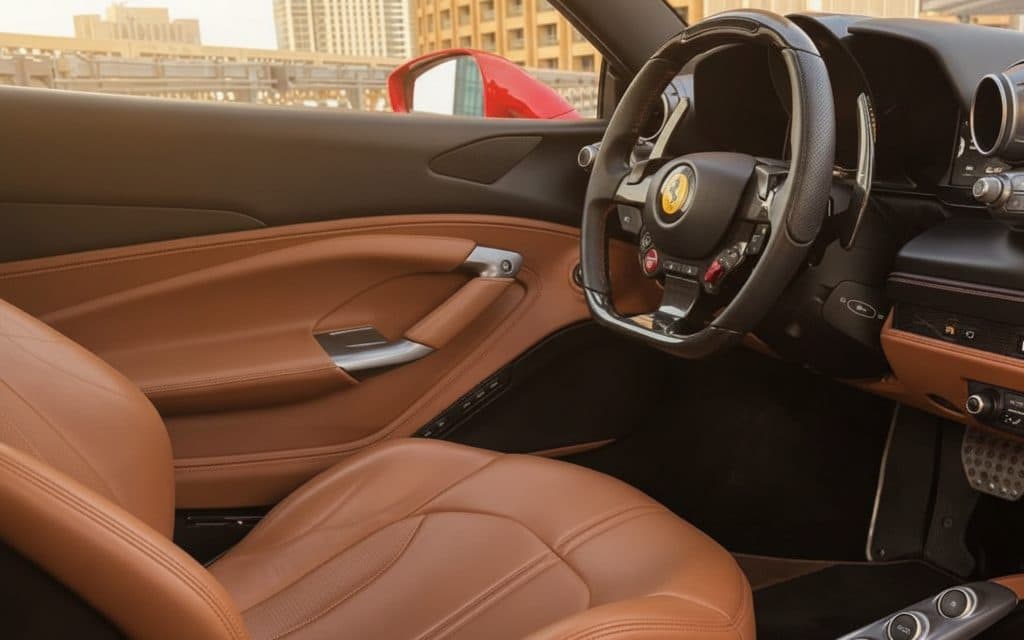 Ferrari F8 2023 dashboard and infotainment – rental in Dubai