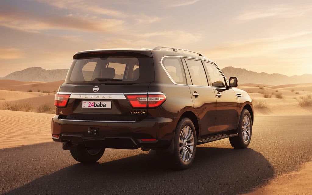 Nissan Patrol 2021 Black rear view showing taillights