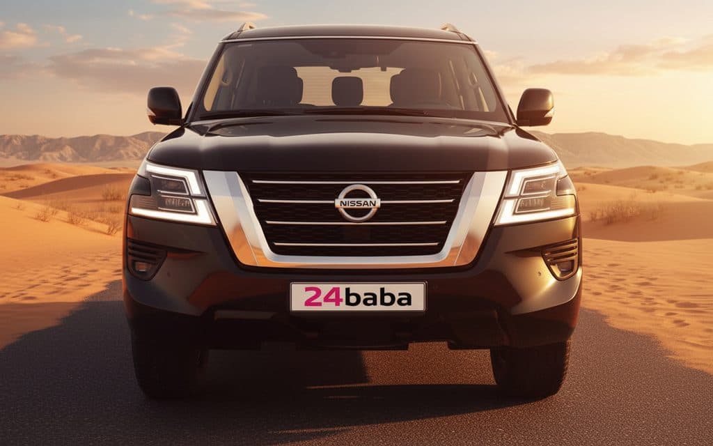 Nissan Patrol 2021 Black front view with headlights