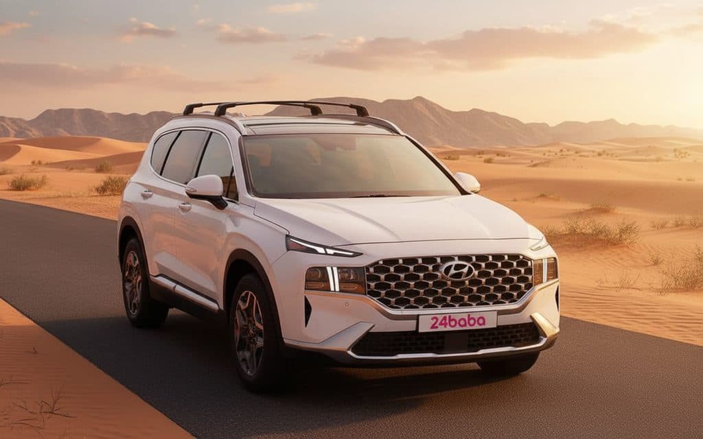 Hyundai SantaFe 2022 White cover image – rental in Dubai