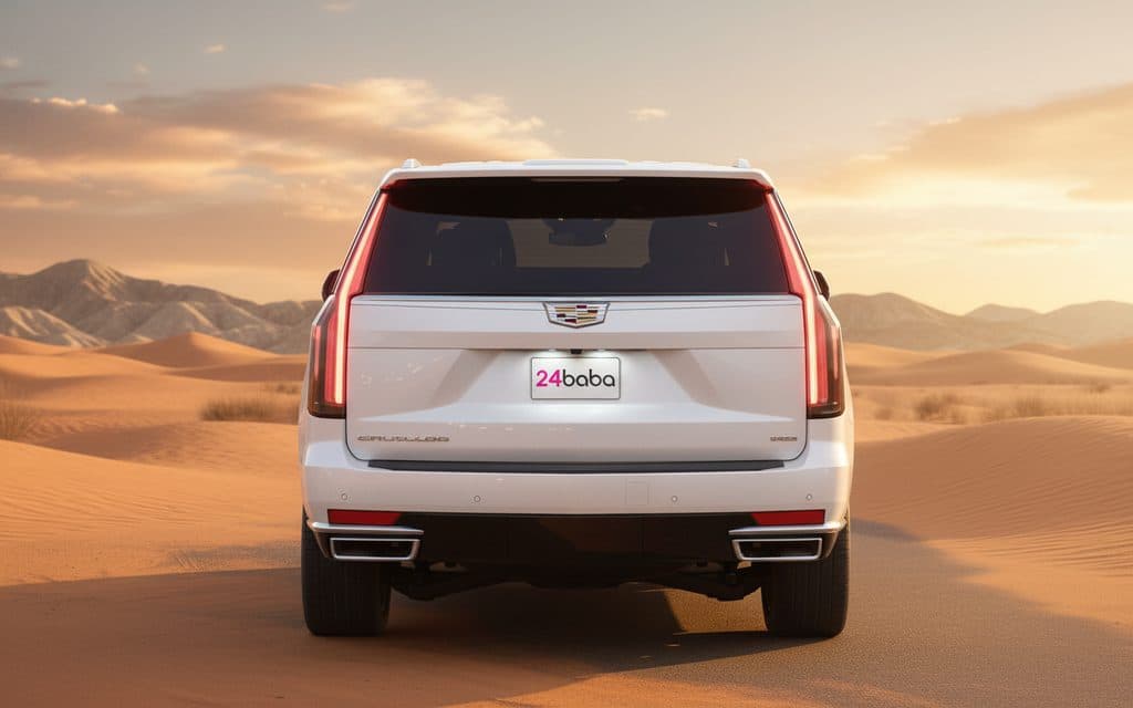 Cadillac Escalade 2024 White rear view showing taillights