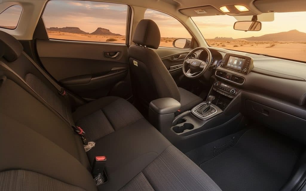 Hyundai Kona 2020 interior view showing trim – rental in Dubai