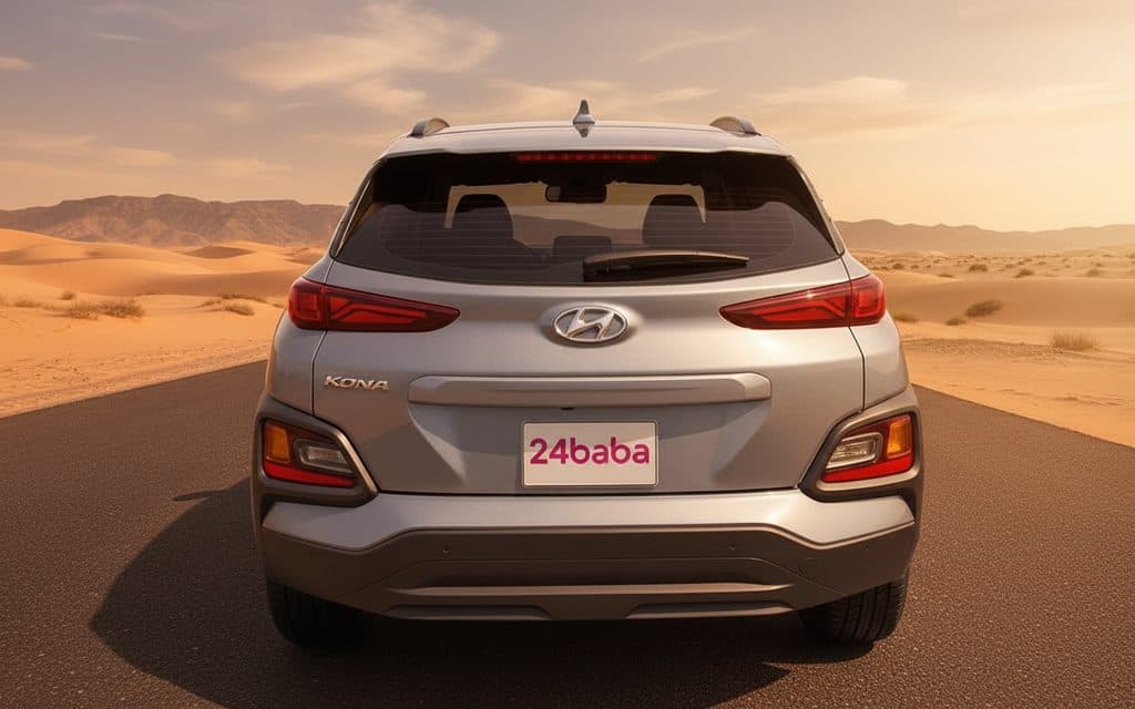 Hyundai Kona 2020 Grey rear view showing taillights – rental in Dubai