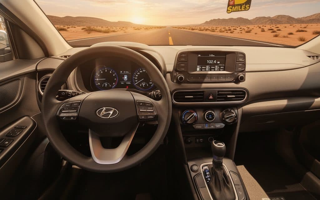 Hyundai Kona 2020 interior view showing trim – rental in Dubai
