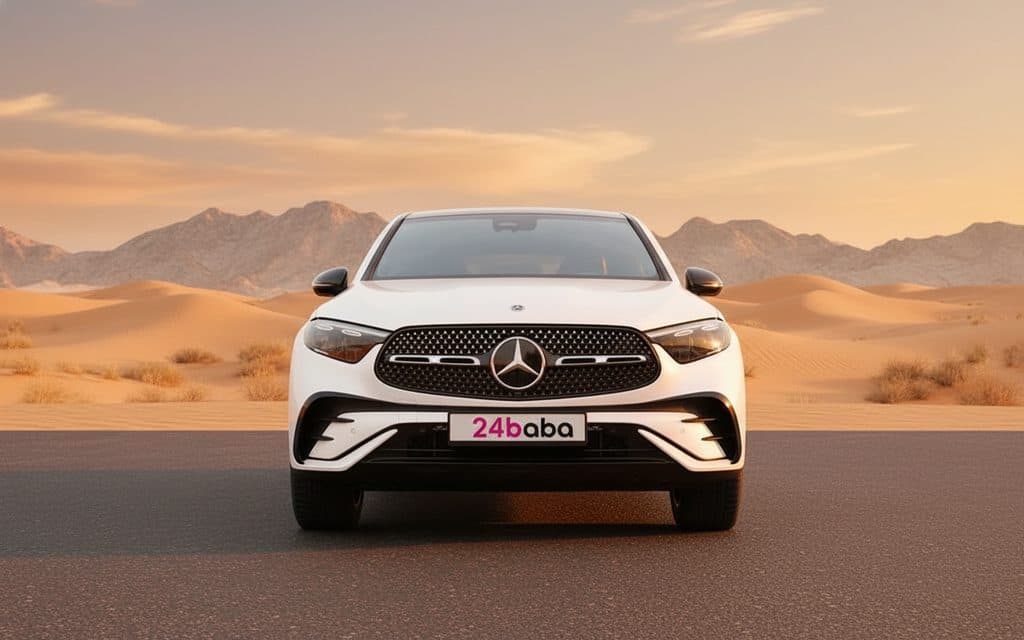 Mercedes Glc200 2024 White front view with headlights