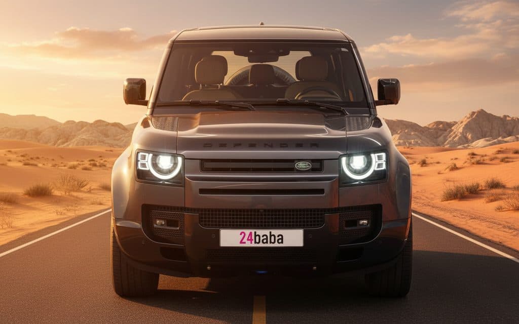 Land Rover Defender 2025 Dark Gray front view with headlights