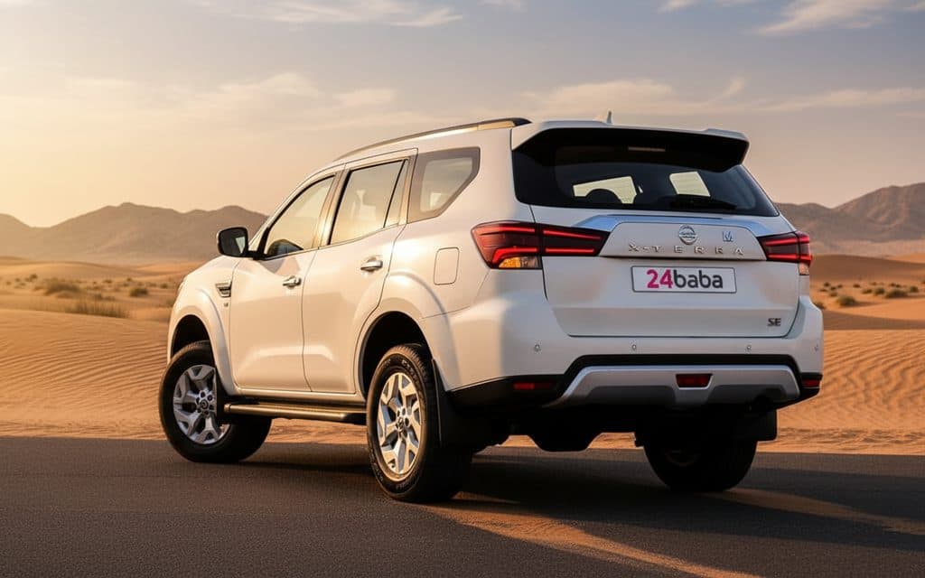 Nissan X Terra 2023 White rear view showing taillights