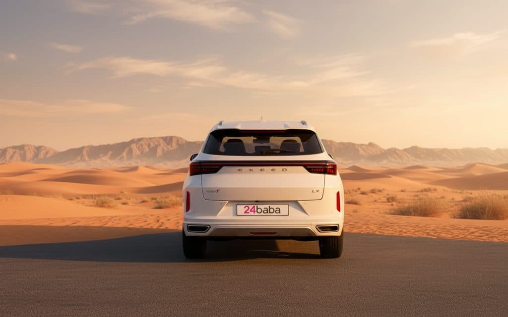 Exeed Lx 2025 White rear view showing taillights