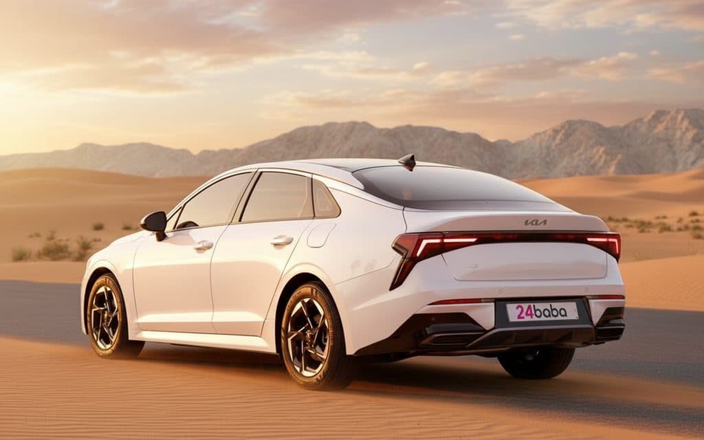 Kia K5 2024 White rear view showing taillights