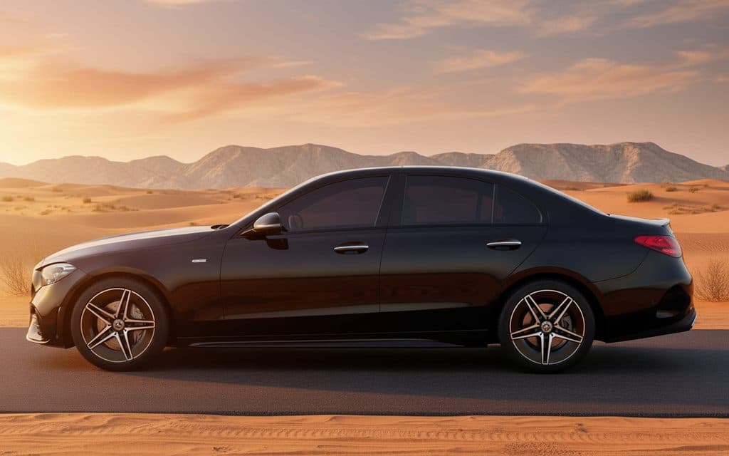 Mercedes C300 2023 Black side profile