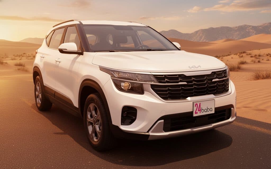 White Kia Seltos 2024 rental in Dubai