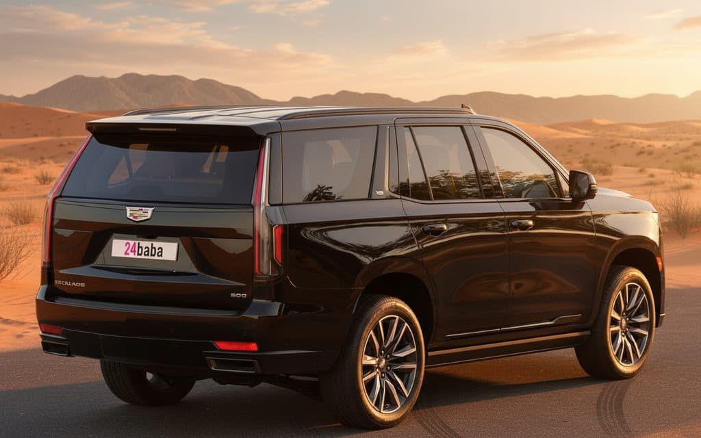 Cadillac Escalade 2023 Black rear view showing taillights