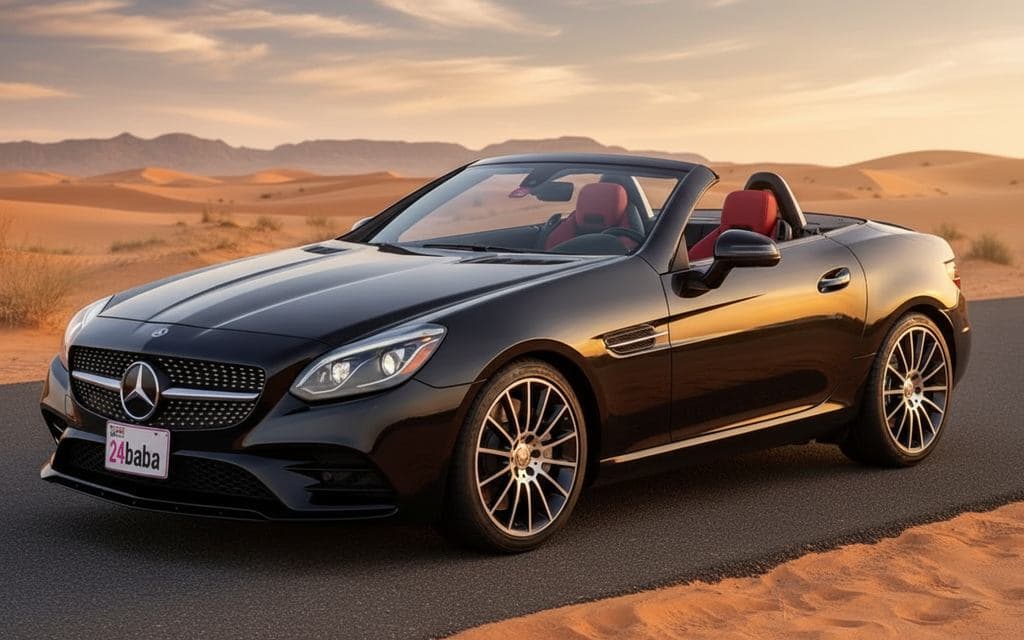 Mercedes Slc 2025 Black front view with headlights