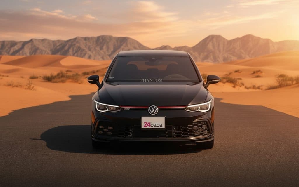 Volkswagen Golf 2023 Black front view with headlights