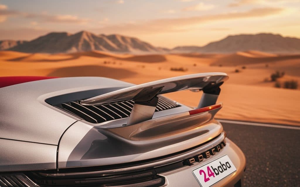 Porsche 911 2025 Silver rear view showing taillights