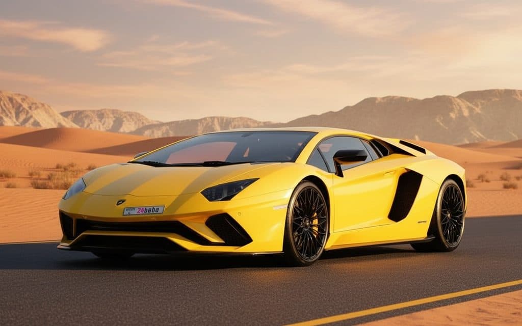 Lamborghini Aventador 2021 Yellow front view with headlights