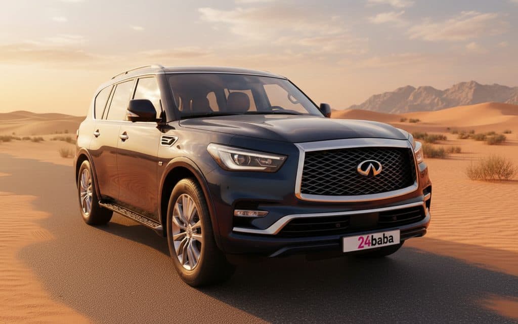 Infiniti Qx80 2021 Blue rental in Dubai