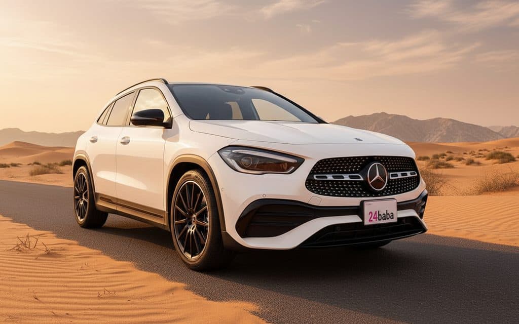 Mercedes Gla250 2021 White front view with headlights