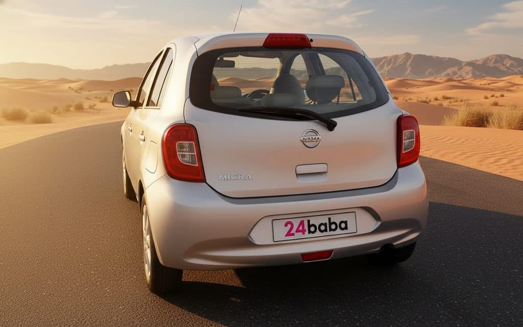 Nissan Micra 2025 Silver rear view showing taillights