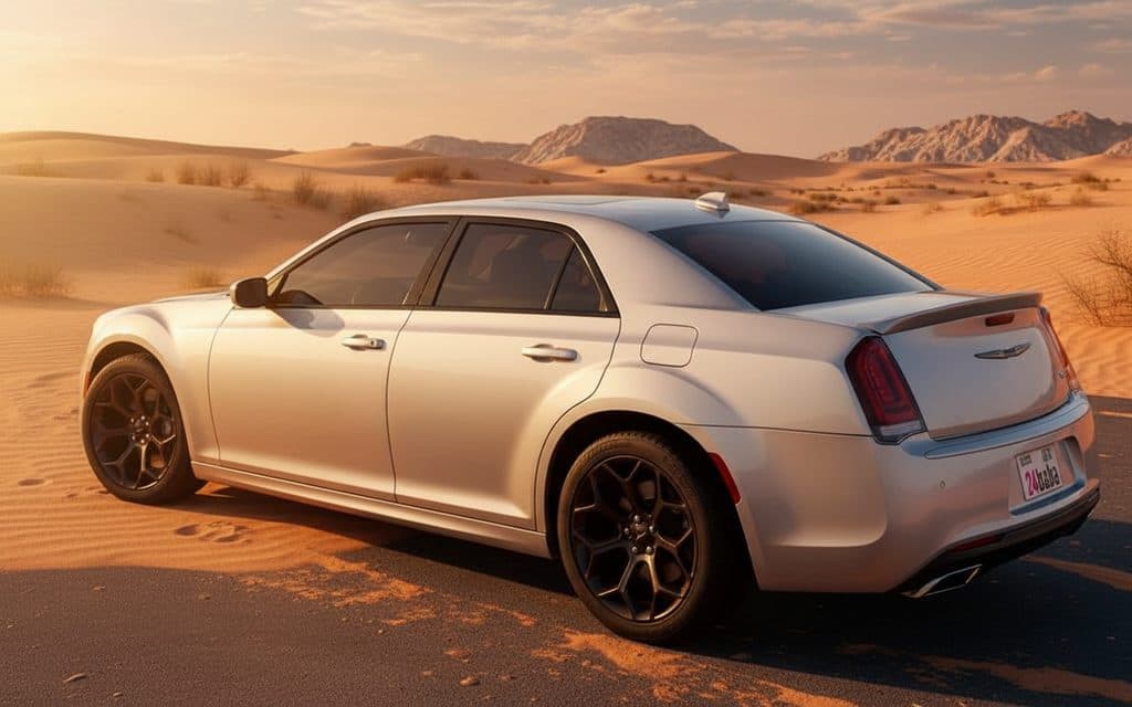 Chrysler 300 2020 Silver parked outdoor scene – rental in Dubai