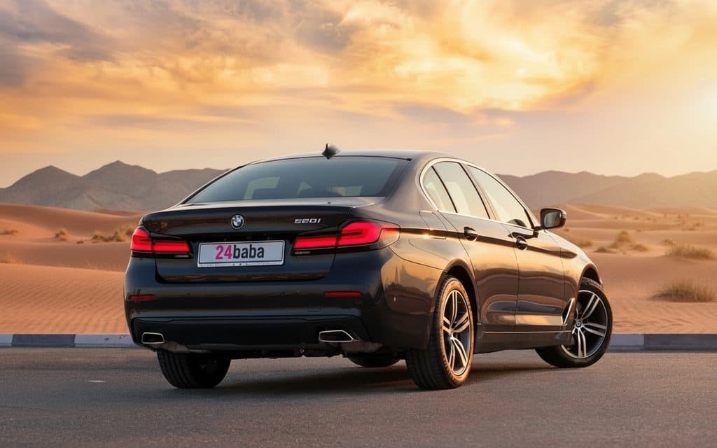 Bmw 520 2023 Black rear view showing taillights