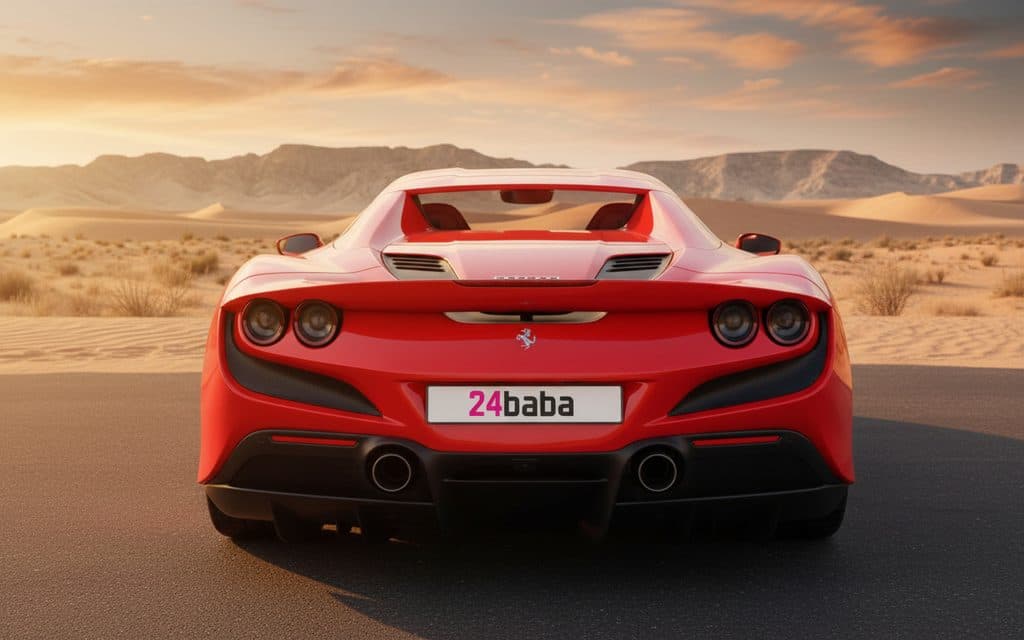 Ferrari F8 2022 Red rear view showing taillights – rental in Dubai