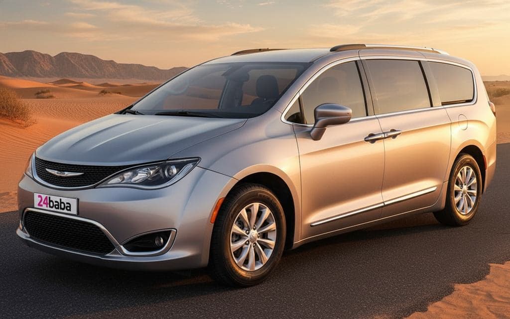 Chrysler Pacifica 2025 Silver front view with headlights